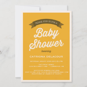 Mustard Vintage Typography Baby Shower Invitation