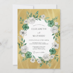 Mustard White Wreath Wedding Invitation