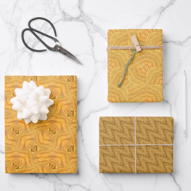 Mustard Yellow Abstract Pattern Wrapping Paper (Front)