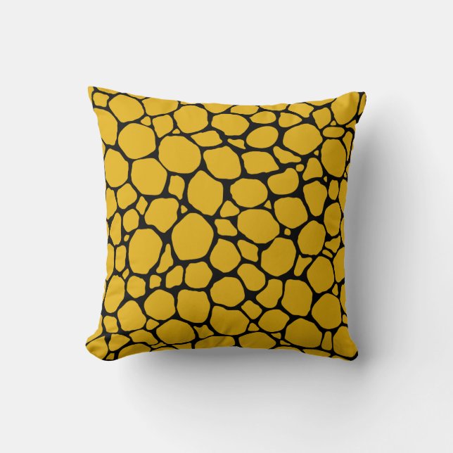 Mustard Yellow and Black Turtle Shell Print Cushion (Front)