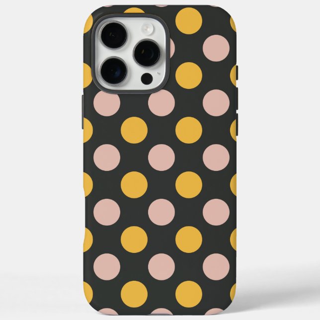 Mustard Yellow and Pink Polka Dot Pattern Case-Mate iPhone Case (Back)