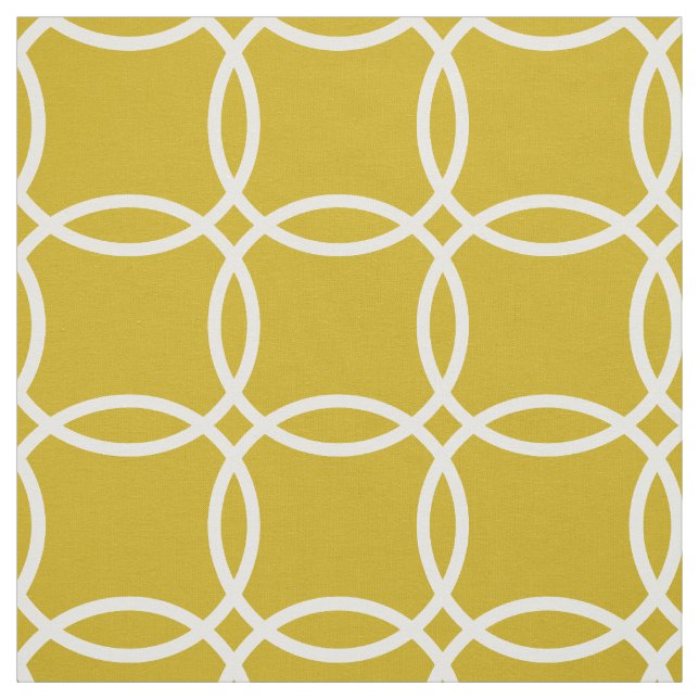 Mustard Yellow and white Geometric Pattern Fabric (Swatch)