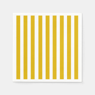 Mustard Yellow and White Vertical Stripes Napkin
