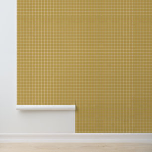 Mustard Yellow and White Windowpane Check Wallpaper