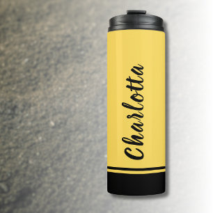 Mustard Yellow Black Elegant Minimal Customised Thermal Tumbler