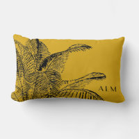 Mustard Yellow & Black Palm Leaf | Monogrammed