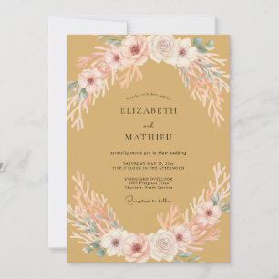Mustard Yellow Blossom Romance Wedding Invitation