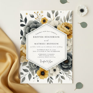 Mustard Yellow Botanical Romance Wedding Invitation
