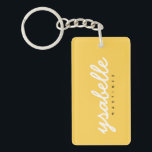 Mustard Yellow Calligraphy Script Personalised Key Ring<br><div class="desc">Mustard Yellow Calligraphy Script Personalised Keychain</div>