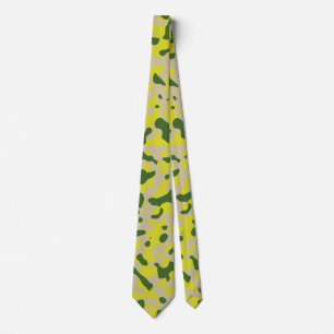 Mustard Yellow Camouflage in Olive Green and Beige Tie