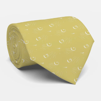 Mustard yellow cat pattern tie