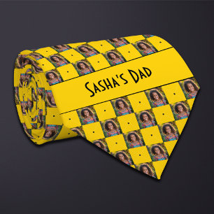 Mustard Yellow Chequered Photo Tie