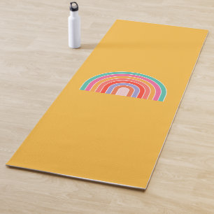 Mustard Yellow Colourful Rainbow Yoga Mat