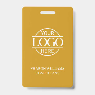 Mustard Yellow Custom Business Logo Employee ID Badge