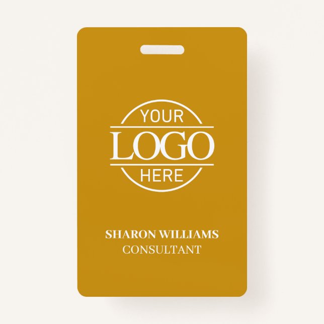 Mustard Yellow Custom Business Logo Employee ID ID Badge (Front)