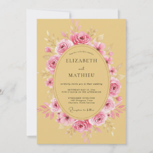 Mustard Yellow Dreamy Rose Wedding Invitation