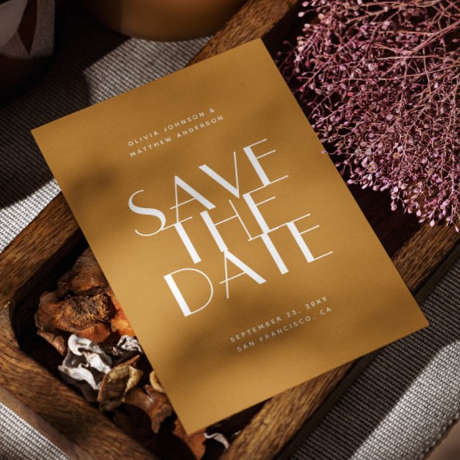 Mustard yellow fall modern minimalist wedding save the date (Creator Uploaded)