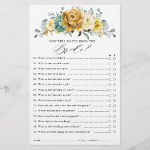 Mustard Yellow Floral Sage Bridal Shower Game