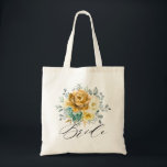 Mustard Yellow Floral Sage Greenery Modern Bride Tote Bag<br><div class="desc">Modern elegant spring / midsummer wedding bride tote bag features a bouquet of soft watercolor mustard yellow roses / peonies with greenery lush green leaves / botanical leaves / eucalyptus / succulents. Please find more matching designs and variations from my "blissweddingpaperie" store. And feel free to contact me for further...</div>