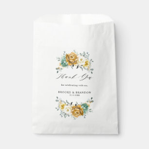 Mustard Yellow Floral Sage Greenery Modern Wedding Favour Bags
