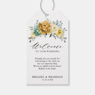 Mustard Yellow Floral Sage Greenery Modern Wedding Gift Tags