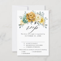 Mustard Yellow Floral Sage Greenery Modern Wedding