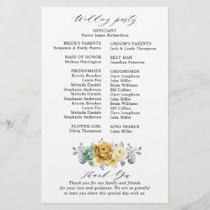 Mustard Yellow Floral Sage Modern Wedding Program