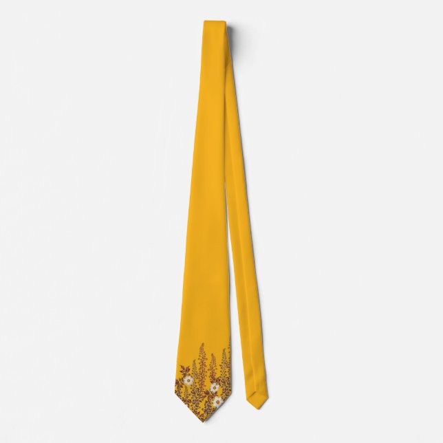 Mustard Yellow Floral Vintage-Style  Tie (Front)