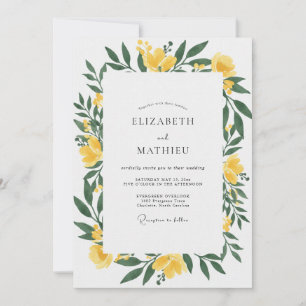 Mustard Yellow Foliage Eucalyptus Wedding Invitation