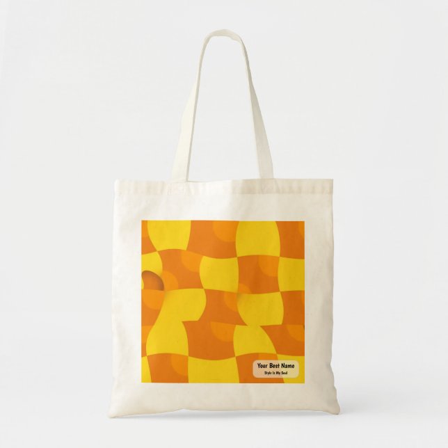 Mustard Yellow Funky Geometric Masterpiece Tote Bag (Front)