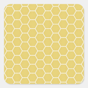 Mustard Yellow Geometric Honeycomb Hexagon Pattern Square Sticker