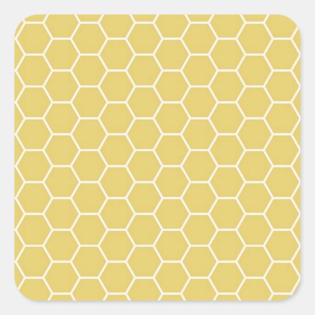 Mustard Yellow Geometric Honeycomb Hexagon Pattern Square Sticker (Front)
