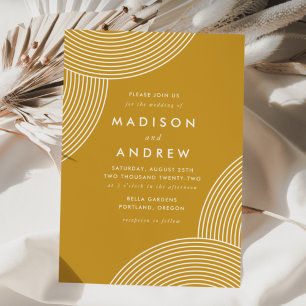 Mustard Yellow Geometric Swirl Wedding Invitation