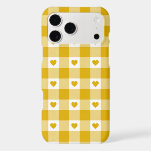 Mustard Yellow Heart Plaid Gingham iPhone Case