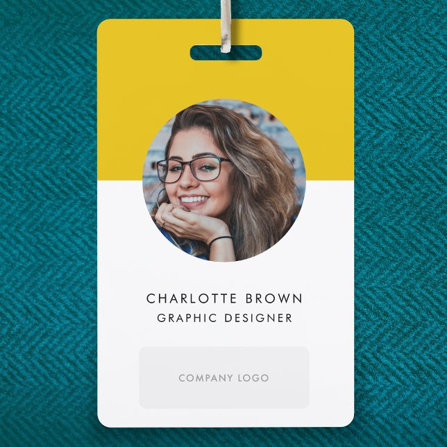 Mustard Yellow ID | Modern Stylish Photo Logo QR ID Badge (Creator Uploaded)