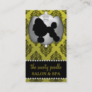 Mustard Yellow Jewelled Damask Dog Grooming/Spa Business Card