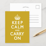 Mustard Yellow Keep Calm and Carry On Postcard<br><div class="desc">Mustard Yellow Keep Calm and Carry On</div>