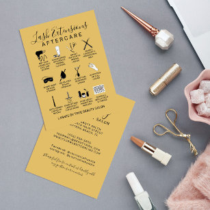 Mustard Yellow Lash Extensions Aftercare Icon Business Card