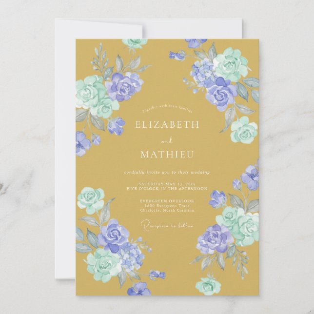 Mustard Yellow Lush Spring Wedding Invitation (Front)