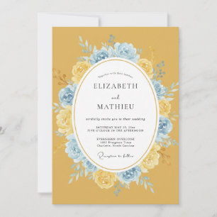 Mustard Yellow Lustrous Bloom Wedding Invitation