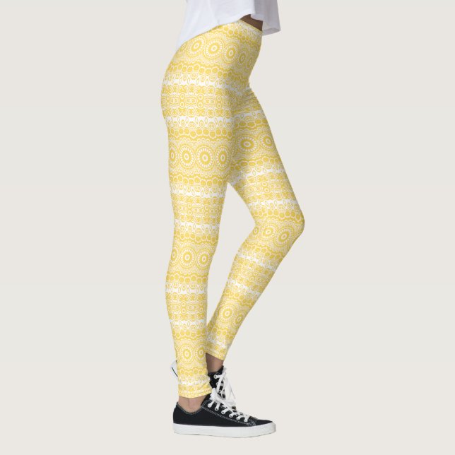Mustard Yellow Mandala Pattern Leggings (Right)