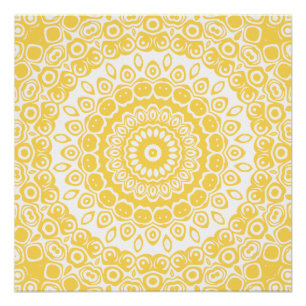 Mustard Yellow Mandala Pattern Poster