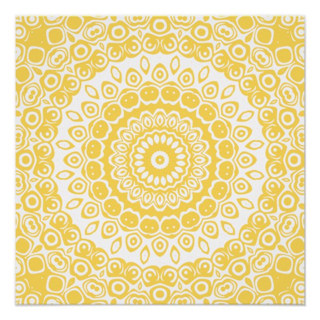 Mustard Yellow Mandala Pattern Poster (Front)