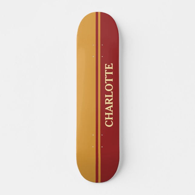 Mustard Yellow & Maroon Red Skateboard (Front)