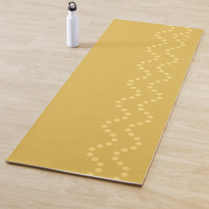 Mustard Yellow Minimal Dotted Wavy Lines Initials Yoga Mat