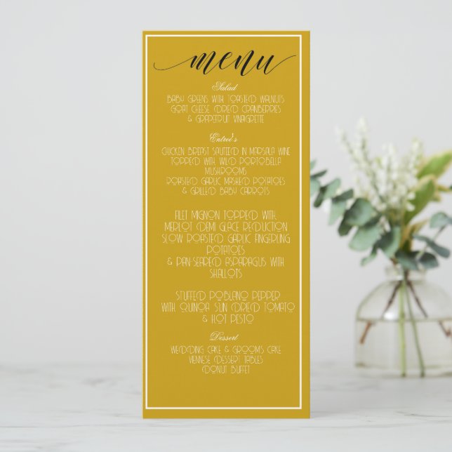 Mustard Yellow Minimalist Menu (Standing Front)