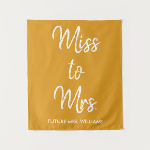 Mustard Yellow Miss to Mrs Bridal Shower Backdrop Tapestry