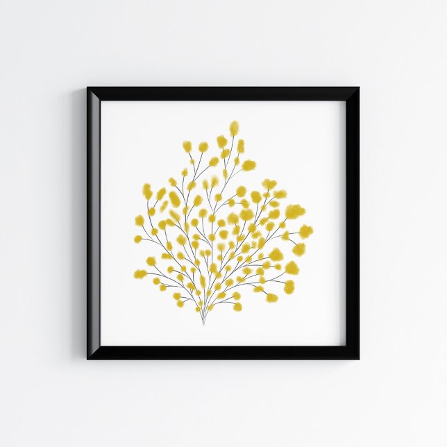 Mustard Yellow Mixed Media Watercolor Branch Art Poster (Creator Uploaded)