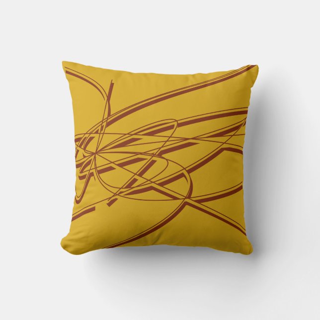 Mustard Yellow Modern Abstract Cushion (Front)