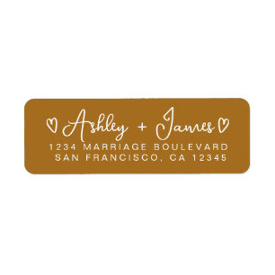 Mustard Yellow Modern Script Hearts Return Address